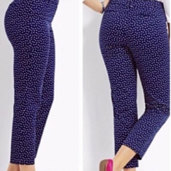 Talbots Women 12 Blue Pink Polka Dot Cotton Preppy Curvy The Perfect Crop Pants - Picture 1 of 9